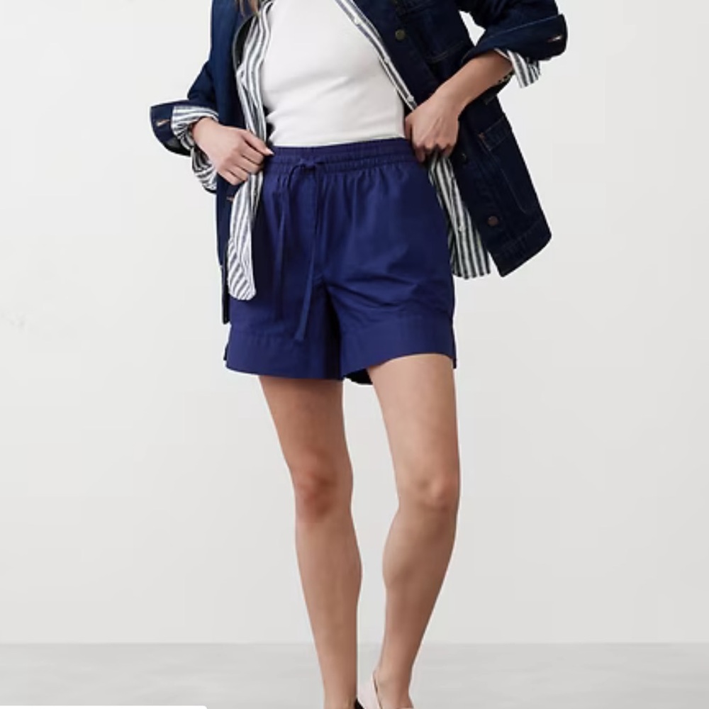 Blue Cotton Drawstring Shorts - Picture 3 of 5